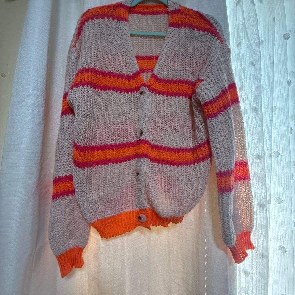 SHEIN Vibrant Striped Cardigan Sweater